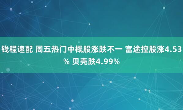 钱程速配 周五热门中概股涨跌不一 富途控股涨4.53% 贝壳跌4.99%